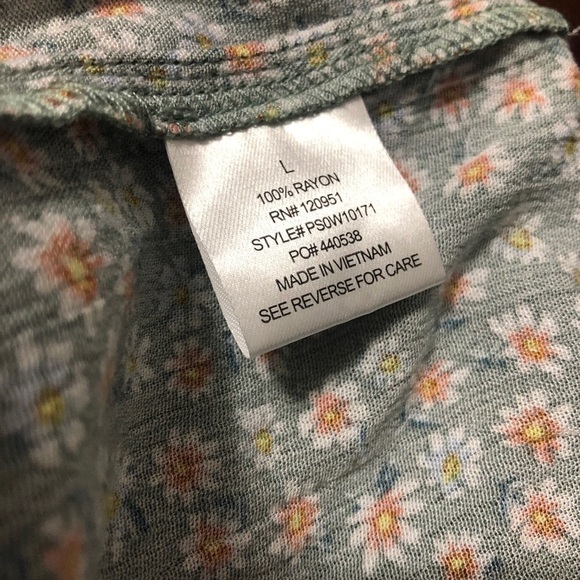 Pink Rose Floral Faux Wrap Blouse Size L - Picture 4 of 5